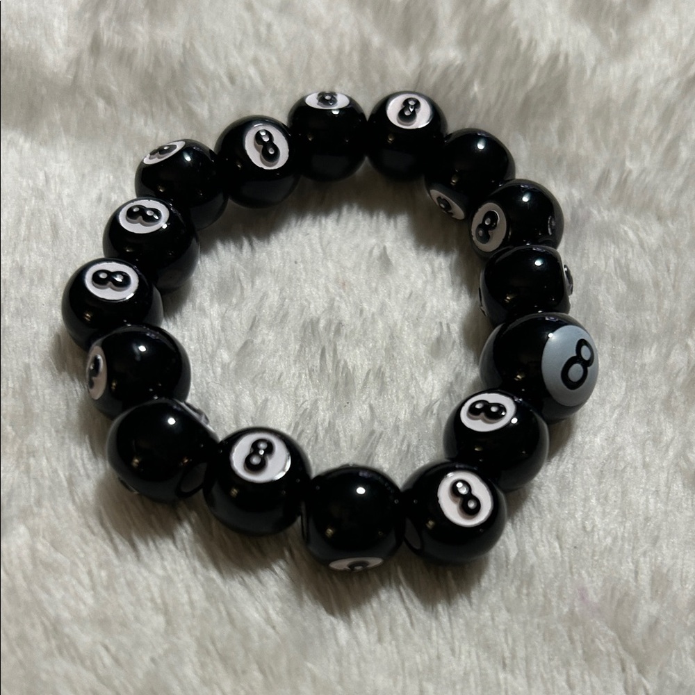 Black 8 Ball Beaded Bracelet